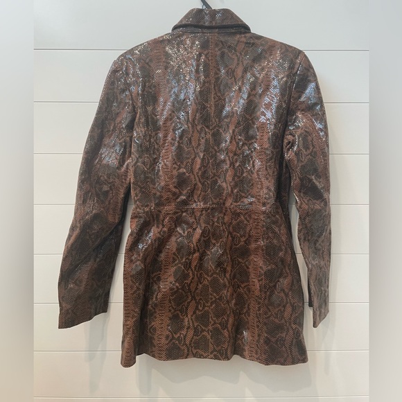 Brown Snake Print Leather 3/4 Coat size medium - Picture 5 of 11
